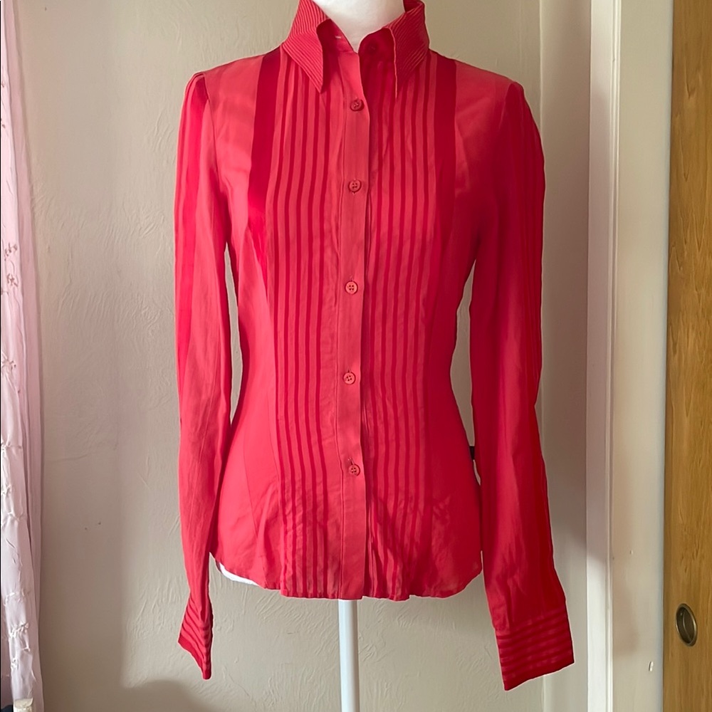 Elegant Red Button-Up Women's Top
